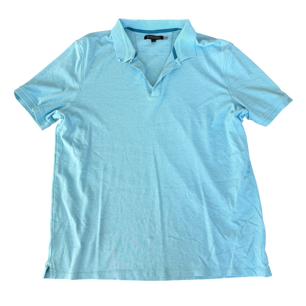 Banana Republic Luxury Touch Performance Polo Shirt Mens XL Blue Cotton Preppy